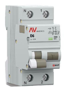 

Автомат дифференциальный EKF rcbo10-1pn-6D-300-a-av DVA-10 1P+N 6А (D) 300мА (A) 10кА AVERES, rcbo10-1pn-6D-300-a-av