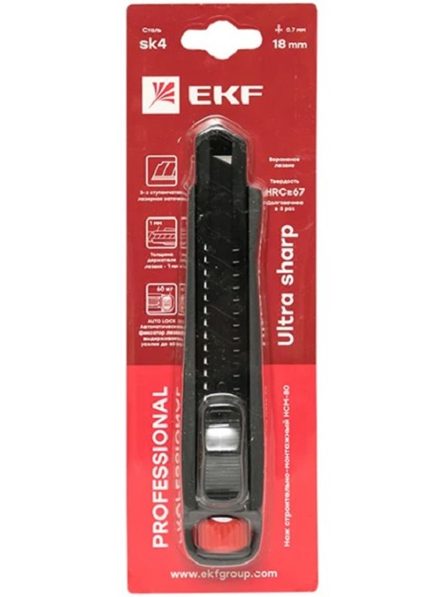 

Нож EKF ncm-80-pro строительно-монтажный 18 мм НСМ-80 Professional, ncm-80-pro