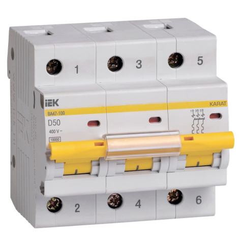 Изображение товара Автоматический выключатель IEK MVA40-3-050-D для промышленной и бытовой электросети