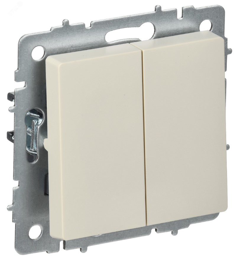 

Переключатель перекрестный IEK BR-V23-0-10-K10 BRITE 2-клавишный 10А ВС10-2-3-БрКр бежевый, BR-V23-0-10-K10