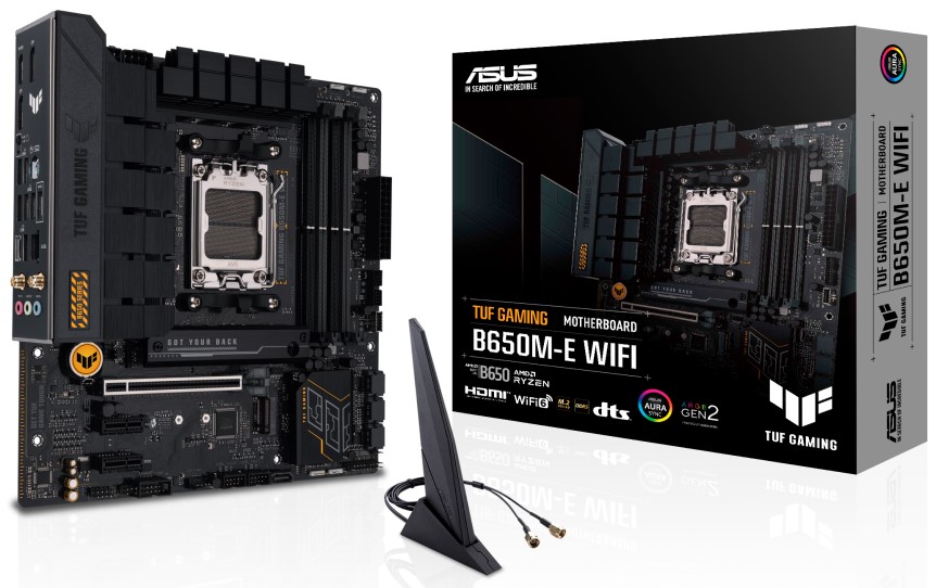 

Материнская плата mATX ASUS TUF GAMING B650M-E WIFI (AM5, AMD B650, 4*DDR5(6400), 4*SATA3, 2*M.2, Audio, Gb LAN, USB 3.2, USB 2.0, 2*DP, HDMI), TUF GAMING B650M-E WIFI