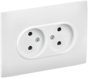 фото Розетка двухместная без заземления в сборе  IEK SK-R23-10-K01-F