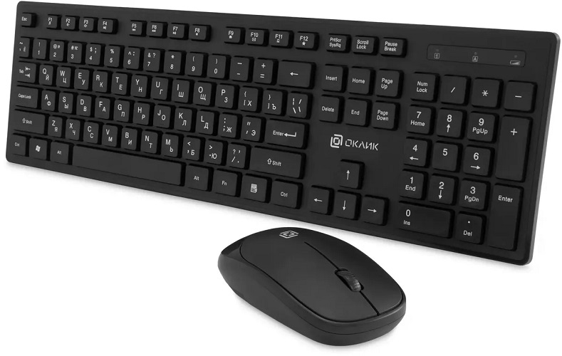 

Клавиатура и мышь Oklick S255W 1909361 клав:черный мышь:черный USB беспроводная Multimedia, S255W