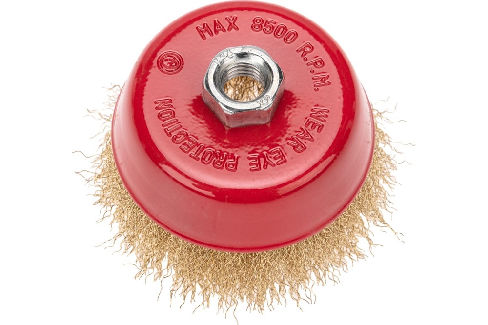 

Щетка KRANZ KR-91-1209 чашечная для УШМ витая латунированная проволока 100 мм М14, KR-91-1209