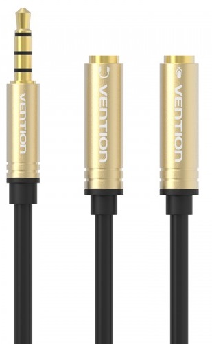 

Переходник Vention BBCBY разветвитель гибкий Jack 3.5 mm M 4 pin/Jack 3.5 mm F x 2 - 0.3м, BBCBY