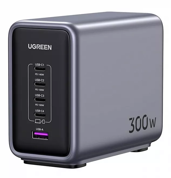 

Зарядное устройство сетевое UGREEN CD333 90903B Nexode 300W 5-Port PD GaN Fast Desktop Charger EU. Цвет: серый, CD333