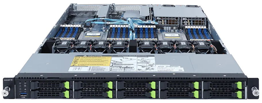 

Серверная платформа 1U GIGABYTE R182-Z93 (2*SP3, 32*DDR4 (3200), 10*2.5" Gen4 U.2 HS, M.2, 2*PCIE, 2*Glan, Mlan, 3*USB 3.0, VGA, 2*1200W), R182-Z93
