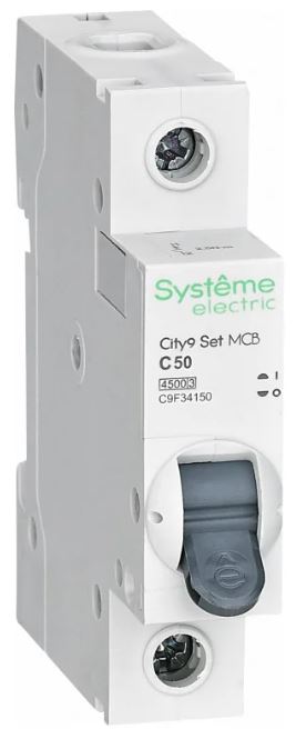 

Автоматический выключатель Systeme Electric C9F34150 City9 Set С 50А 1P 4.5kA 230В, C9F34150