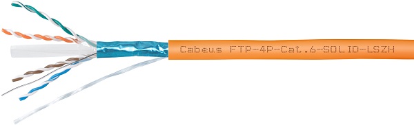 

Кабель витая пара F/UTP 6 кат. 4 пары Cabeus FTP-4P-Cat.6-SOLID-LSZH 23AWG(0.57 мм), медь, одножильный (solid), внутренний, LSZH, оранжевый, уп/305м, FTP-4P-Cat.6-SOLID-LSZH