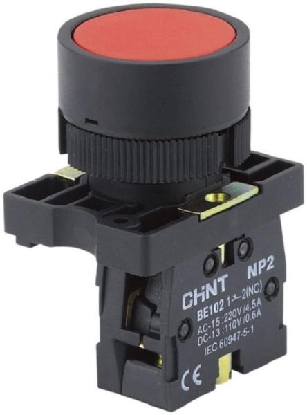 Изображение товара Кнопка управления CHINT 574628 NP2-EA41 без подсветки IP40 22 мм