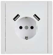 фото Розетка с заземлением с 2 USB IEK FP-R14-16-U21-D31-K01