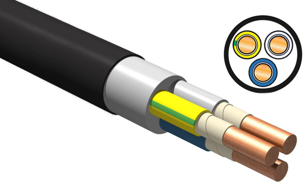 Изображение товара Кабель ВВГнг(А)-LSLTx 3х1.5 медь, ПВХ, ГОСТ, 660 В