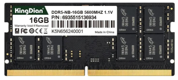 Изображение товара Оперативная память KingDian DDR5 SODIMM 16GB 5600 МГц