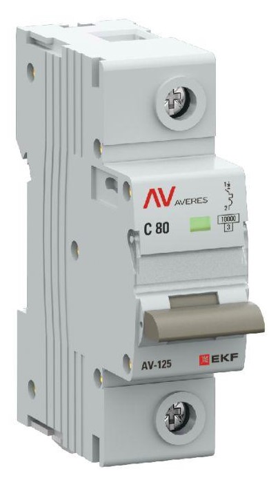 

Автоматический выключатель EKF mcb125-1-80C-av AV-125 1P 80A (C) 10kA AVERES, mcb125-1-80C-av