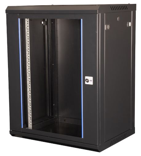 

Шкаф настенный 19", 15U Datarex DR-634001 телекоммуникационный 769X600х450 мм, дверь стекло, черный, DR-634001