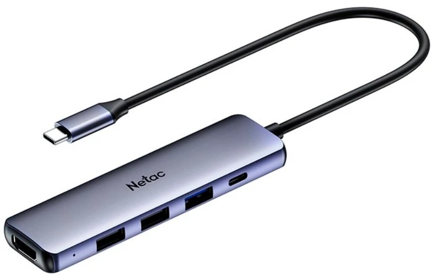 

Концентратор Netac Hub WF13 Type-C to USB 3.0, 2*USB 2.0, 100W PD, HDMI, Hub WF13