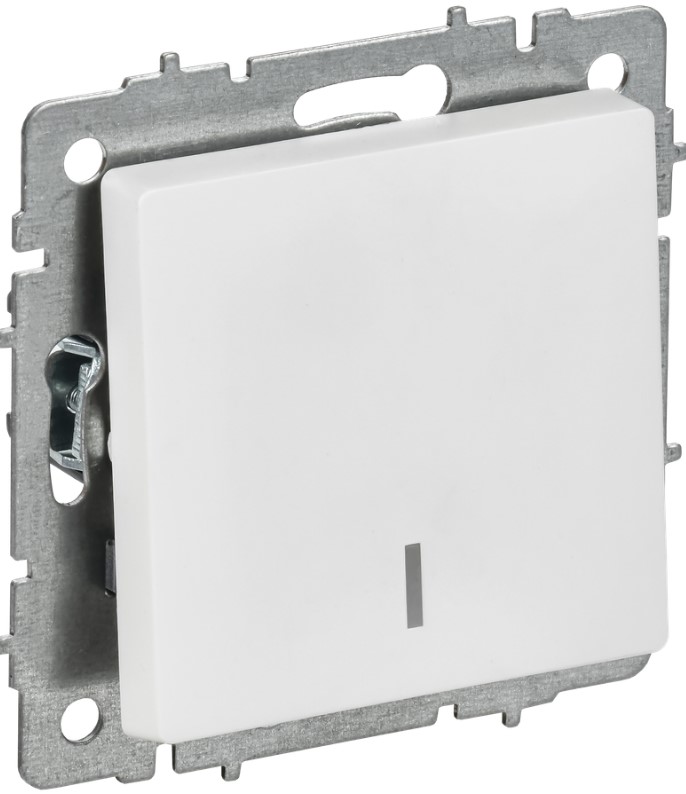 

Выключатель одноклавишный с подсветкой IEK BR-V10-1-10-K91 BRITE 10А ВС10-1-1-БрАБ арктический белый, BR-V10-1-10-K91