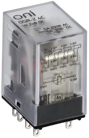 

Реле IEK OGR-2-4C-DC24V промежуточное Oni OGR-2 24В, OGR-2-4C-DC24V