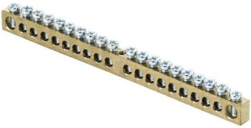 

Шина EKF sn0-63-20-r PEN "ноль-земля" (6x9мм) 20 отв. латунь крепеж по центру розн. стикер, sn0-63-20-r