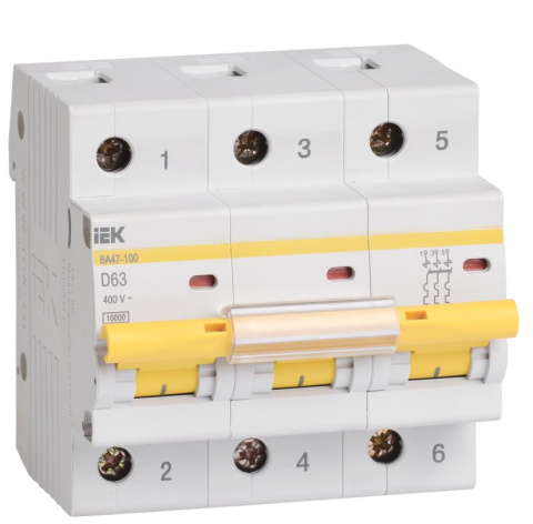 Изображение товара Автоматический выключатель IEK MVA40-3-040-D 40А IP20 защита цепей