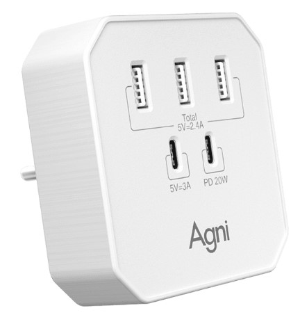 

Зарядное устройство AGNI TP-WB2U3E-white 16А, 4000Вт, 220-250В, 3*USB, 2*Type-C, белый, TP-WB2U3E-white