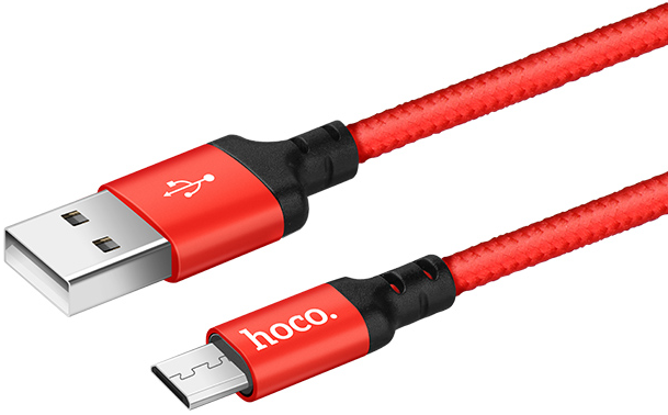 

Кабель интерфейсный Hoco X14 УТ000024479 USB/Lightning, черно-красный, 2 метра, X14