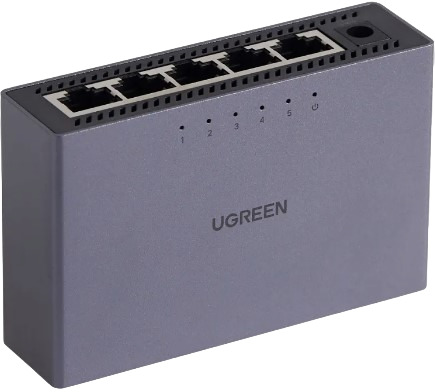 

Коммутатор UGREEN CM633 15641EU 5-Port Gigabit Ethernet Switch Aluminum Housing EU. цвет: серый, CM633