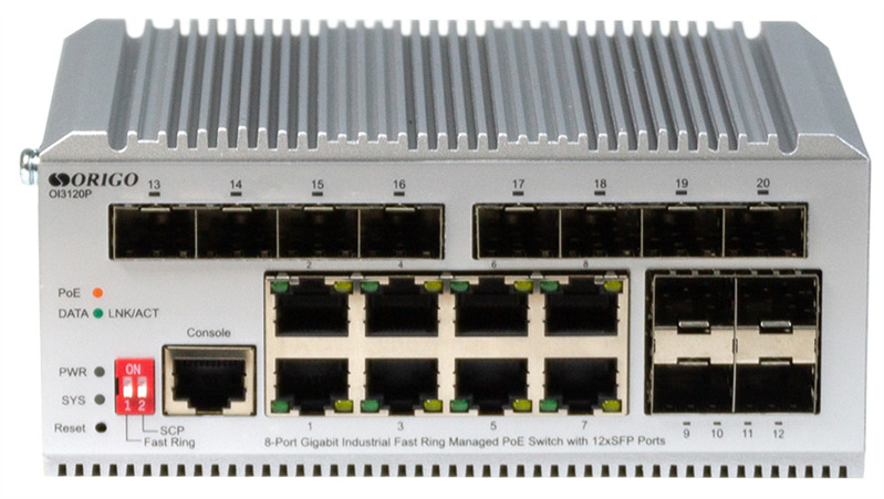 

Коммутатор управляемый ORIGO OI3120P/185W/A1A L2 Industrial Fast Ring 8x1000Base-T PoE, 12x1000Base-X SFP, PoE Budget 185W, Surge 4KV, -40 to 75°C, OI3120P/185W/A1A