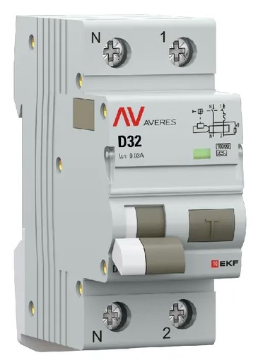 

Автомат дифференциальный EKF rcbo10-1pn-32D-30-a-av DVA-10 1P+N 32А (D) 30мА (A) 10кА AVERES, rcbo10-1pn-32D-30-a-av