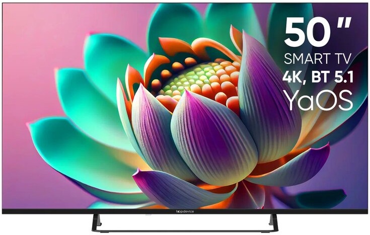 

Телевизор TopDevice TDTV50CS07U_BK 50"/UHD/VA/Smart YaOS/1.5-8 Гб/BT/черный, TDTV50CS07U_BK