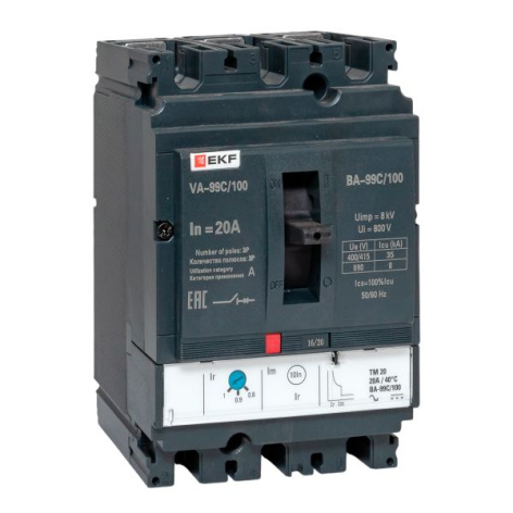 Изображение товара Автоматический выключатель в литом корпусе EKF mccb99C-100-20