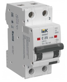 Изображение товара Автомат защитный IEK AR-B10N-2-C025C100 25 А с характеристикой C