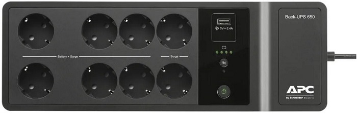 

Источник бесперебойного питания APC BE650G2-GR Back-UPS 650VA, 230V, 1 USB charging port, BE650G2-GR