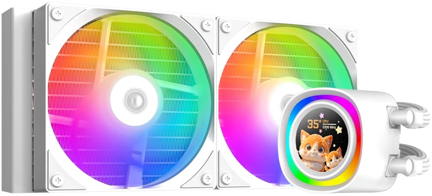 

Система охлаждения жидкостная ID-Cooling FX240 LCD WHITE LGA1851/1700/1200/115X/AM4/AM5 (TDP 300W, 2*120mm, 300-2000rpm, 58CFM, 27.2dBa), FX240 LCD WHITE