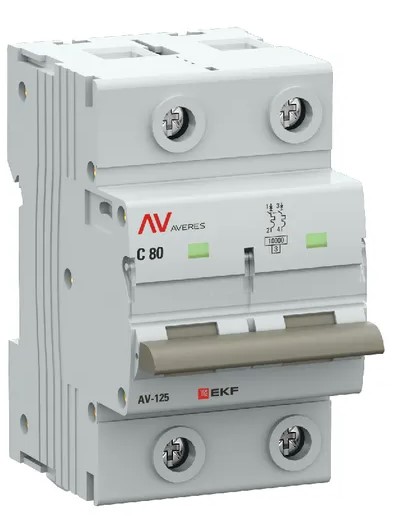 

Автоматический выключатель EKF mcb125-2-80D-av AV-125 2P 80A (D) 10kA AVERES, mcb125-2-80D-av