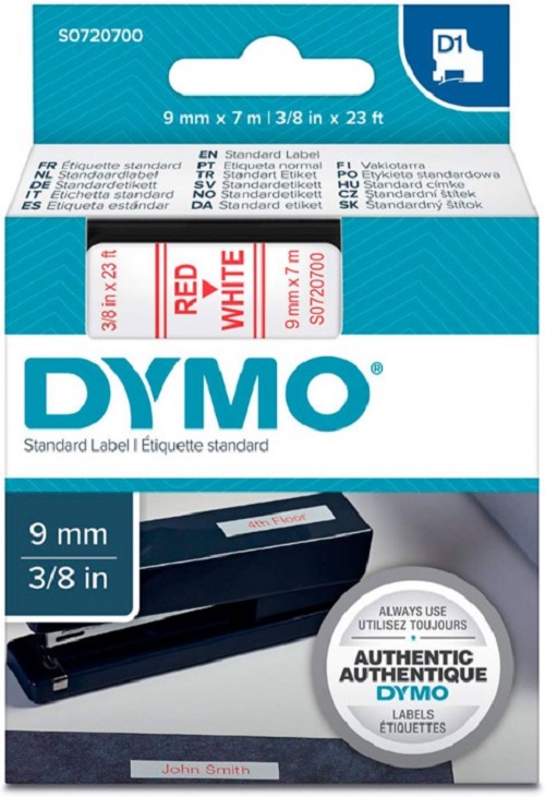 

Картридж Dymo S0720700 с лентой 9 мм х 7 м. , пластик, красный шрифт/белая лента, S0720700