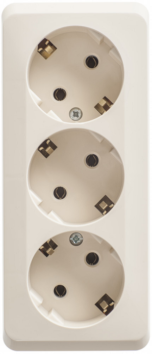 

Розетка Schneider Electric PA16-011K 3-ая с/з без шторок 16А 250B крем, PA16-011K