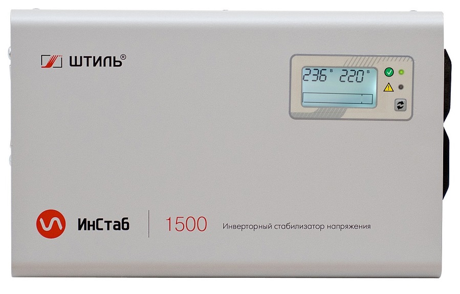 

Стабилизатор Штиль ИнСтаб IS1500 1500ВА/1125Вт, однофазный, инверторный, испол. настенное/настольное, IP20, ЖК-дисплей, светодиодная индикация, ИнСтаб IS1500