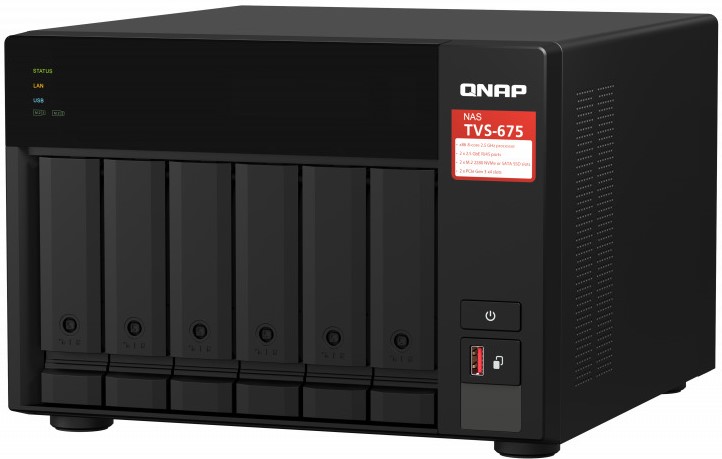 

Сетевой RAID-накопитель QNAP TVS-675-8G 6*3,5"/2,5", 2*M.2 SATA/NVMe SSD, 2*2,5 GbE BASE-T, HDMI ZhaoXin KX-U6580 2.5 ГГц, 8ГБ DDR4, TVS-675-8G