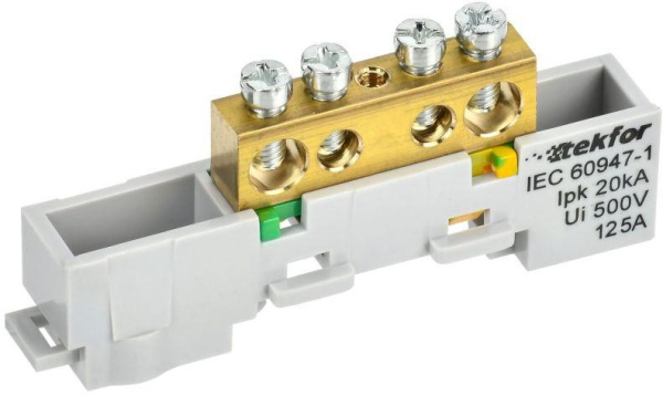 Изображение товара Шина PE IEK TF-NN20-04-DL-K05 для соединения проводников, 125 А