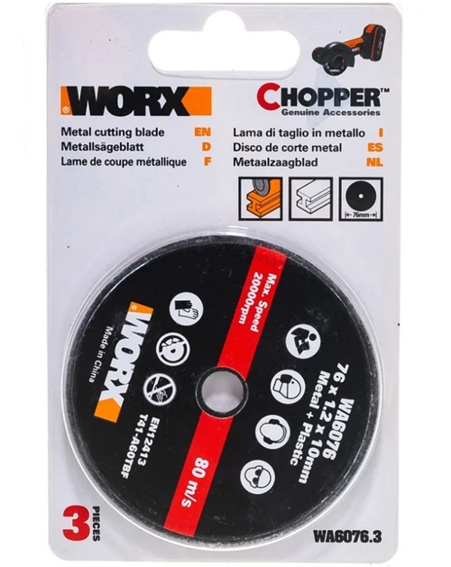 

Диск отрезной Worx WA6076.3 по металлу, 76x1,2x10 мм 3шт., WA6076.3