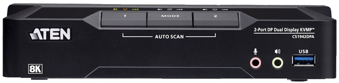 

Переключатель KVM Aten CS1942DPA-AT-G 2-портовый USB 3.0 8K DisplayPort с поддержкой двух дисплеев (кабели в комплекте), CS1942DPA-AT-G