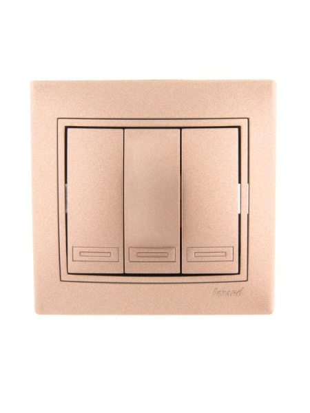 Изображение товара Выключатель Lezard Mira 701-3131-109 3-клавишный для скрытой установки