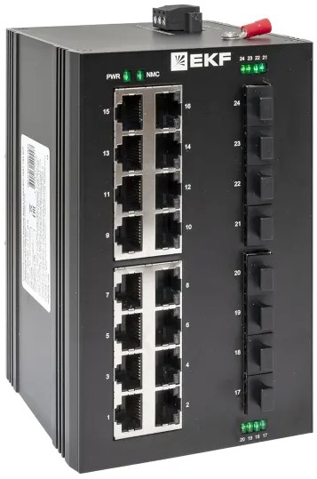 

Коммутатор промышленный неуправляемый EKF TSX-U-8GX/SFP-16GT U-8GX/SFP-16GT 8 портов 1000Base-X SFP 16 портов 10/100/1000Base-T(X) RJ45 монтаж на DIN-, TSX-U-8GX/SFP-16GT