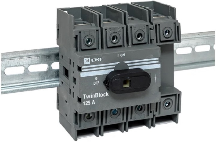 

Рубильник EKF tb-125-4p-f 125A 4P c рукояткой управления для прямой установки TwinBlock, tb-125-4p-f