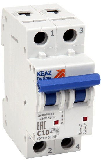 Изображение товара Автоматический выключатель КЭАЗ OptiDin BM63 6А (2 модуля, IP20)