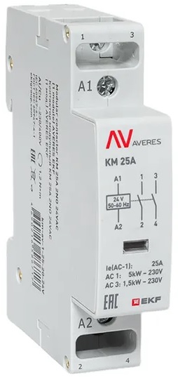 

Контактор модульный EKF km-av-1-25-20-24V КМ 25А 2NО 24VAC (1 мод.) AVERES, km-av-1-25-20-24V