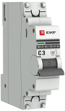 

Автоматический выключатель EKF mcb4763-1-03C-pro 1P 3А (C) 4,5kA ВА 47-63, mcb4763-1-03C-pro