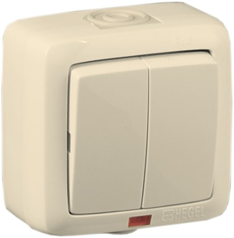 Изображение товара Выключатель двухклавишный HEGEL ВА16-252-01