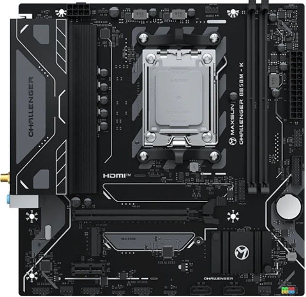

Материнская плата mATX MAXSUN MS-Challenger B850M-K WIFI (AM5, AMD B850, 2*DDR5, 2*SATA, M.2, WiFi, BT, 4*USB 3.2, 2*USB 2.0, PCIe, DP, HDMI), MS-Challenger B850M-K WIFI